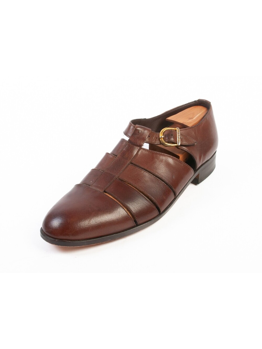Crockett & Jones Brown Leather Fisherman Gurka Shoes 29906